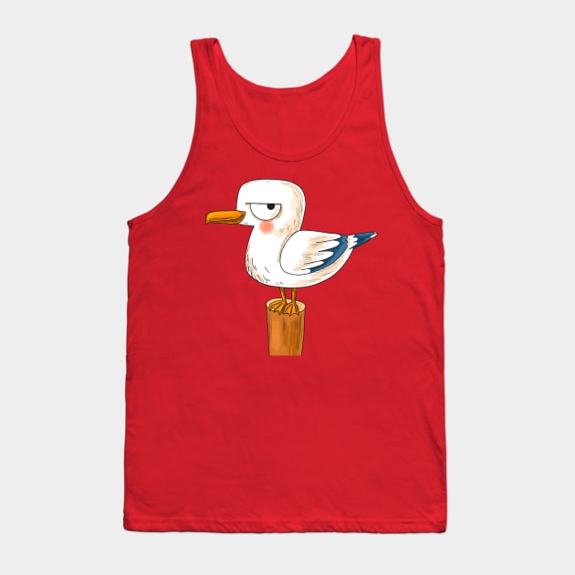 Hand Drawn Cartoon Seagull Tank Top by Mako Design 